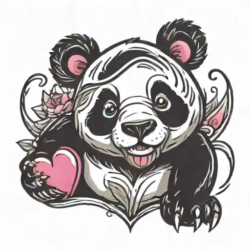 Panda With Heart On Forearm