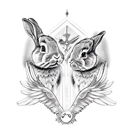 Rabbit With Black Angel Wings