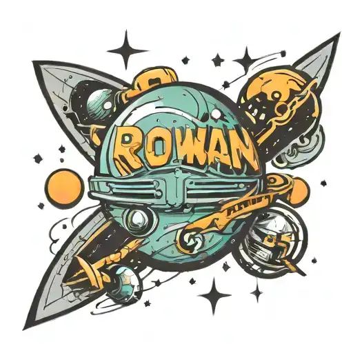 Space Tattoo With The Names Rowan And Oliver In It