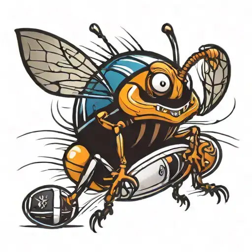 New School Ant With Bright Neaon Colors For A Logo On A Football Helment