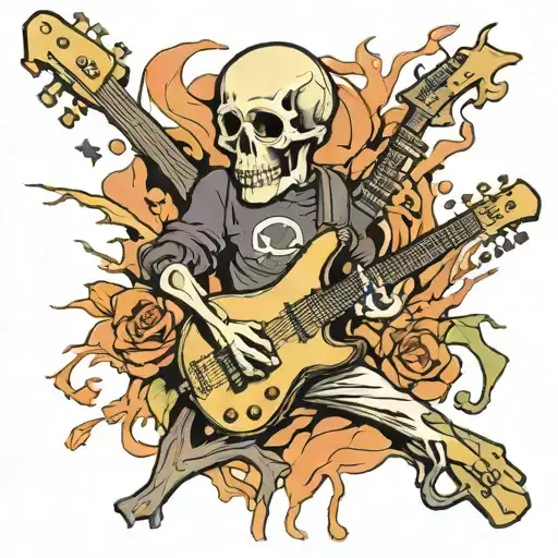 Skull Guitar Woods Surrounded