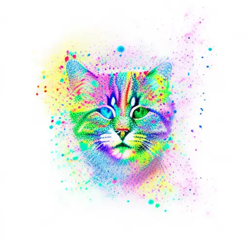 Paw Prints With Rainbow Color Splashes