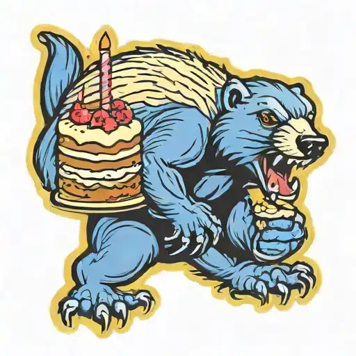 Honey Badger Eating Birthday Cake
