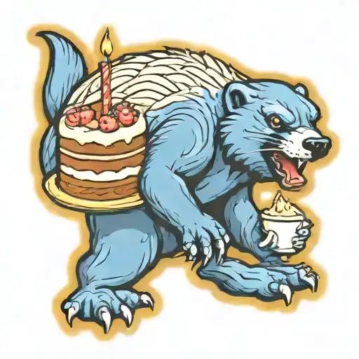 Honey Badger Eating Birthday Cake
