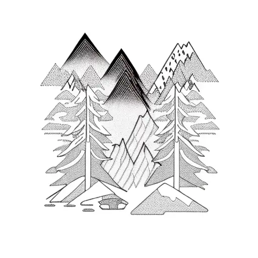 Mountains With A Forest And A Lake