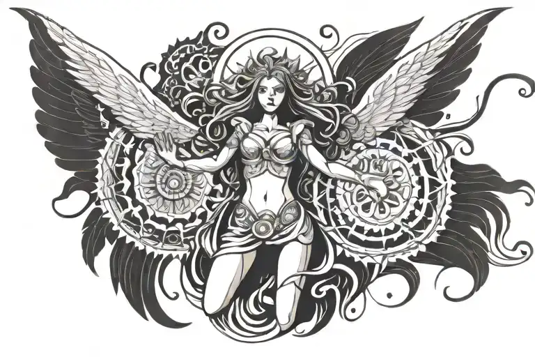 Angel Fall Out Girl Whith Wins Of Mandalas Symbolizing Strength