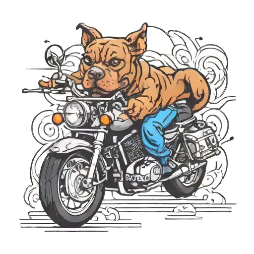Pitbull On Motorcycle