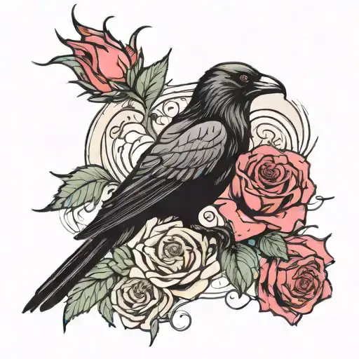 Rose With Crow And Human Heart