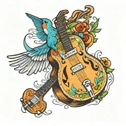 A Dobro Guitar With Hummingbird Wings As Sound Holes