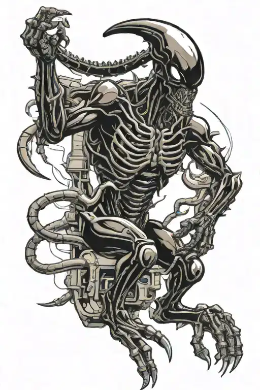 Black Xenomorph Alien Climbs Down