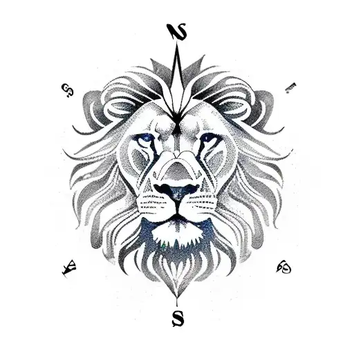 The Zodiac Sign Of The Lion Combined With A Sailing Compass