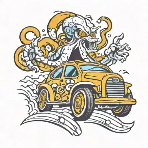 Kraken Driving Race Car