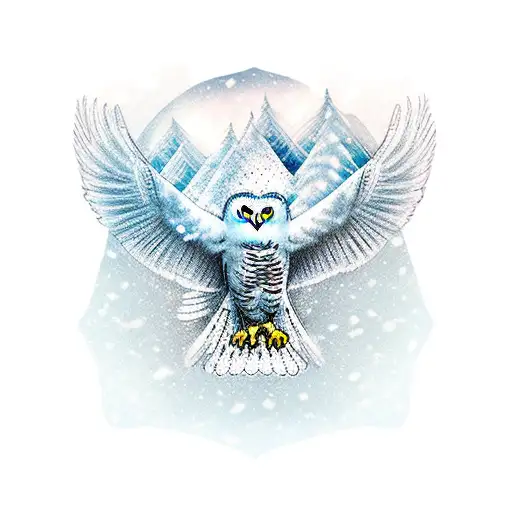 Snow Owl And Forest
