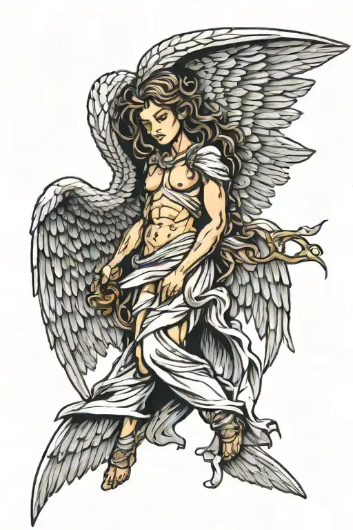 Nephilim With Angel Wings Wrapped Tightly