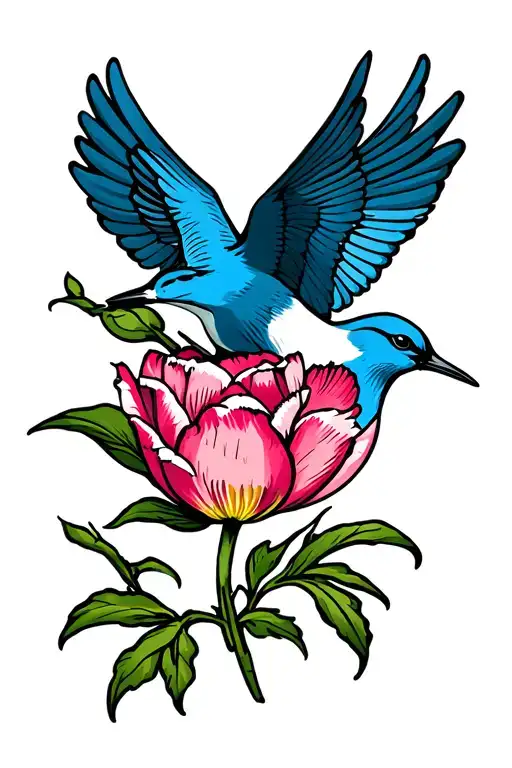 Tulip And Swallow Bird