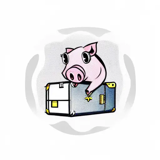 Cartoon Pig With A Suitcase