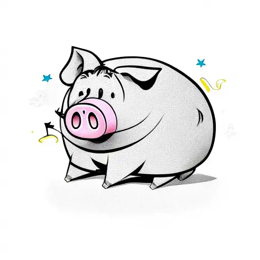 Cartoon Pig Holding A Suitcase