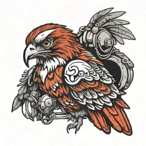 Red Tail Hawk With Helmet And Raiper