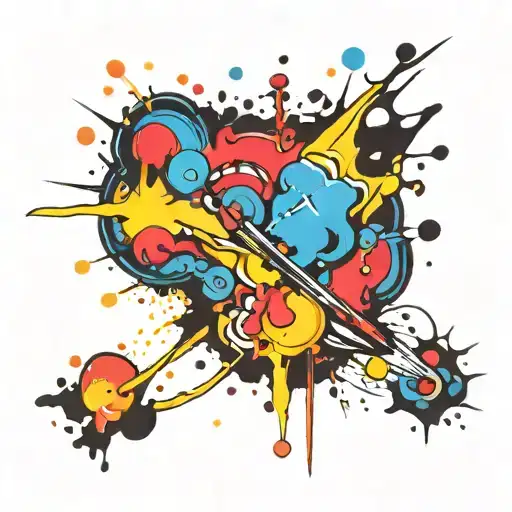 Color Explosion Abstract Design With Paint Splatters And Brush Strokes