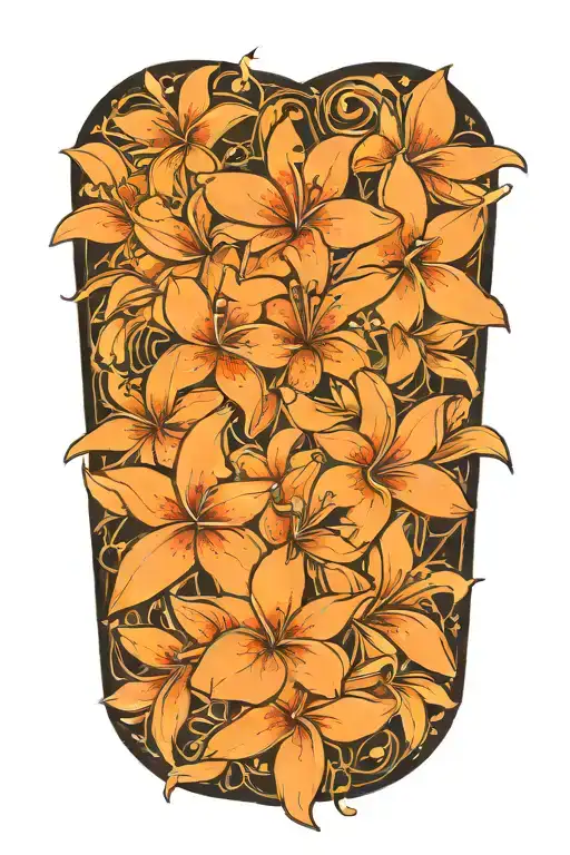 Black Stars With Orange Plumerias