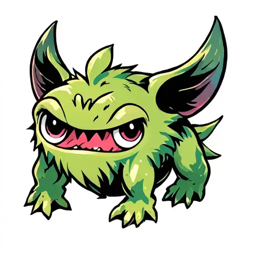 Cute Little Monster Creature Line Art