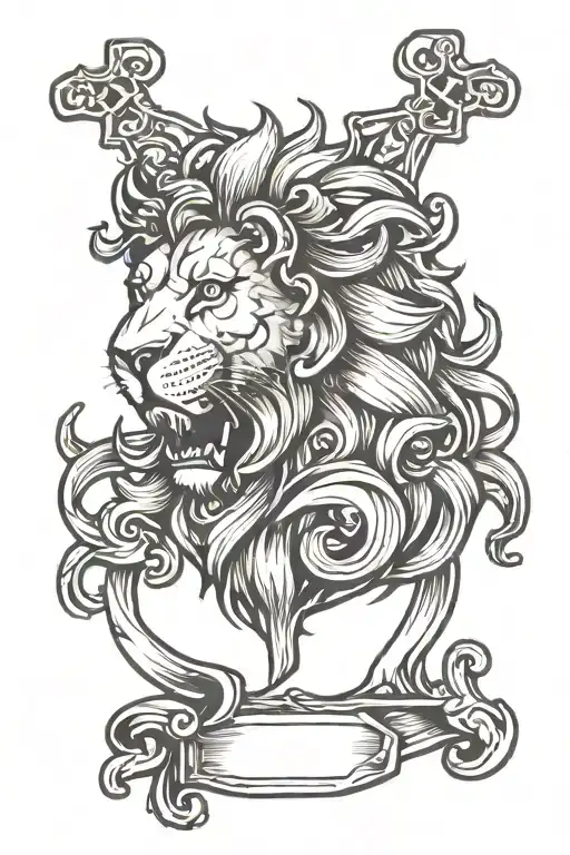 Lion Head With Cross