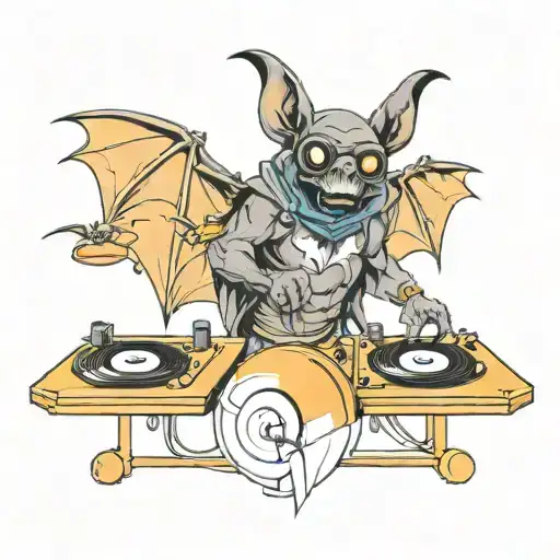 A New-school Design Of A Bat Dj Spinning Records