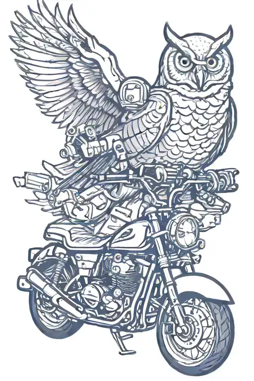 Owl And Motorcycle Riding