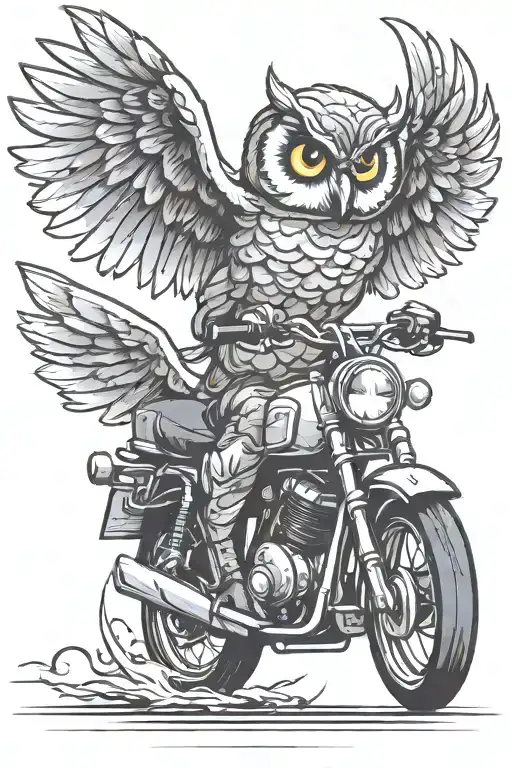 Owl And Motorcycle Speeding