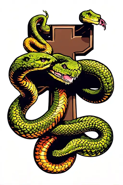 Snake Wrapped Around Cross