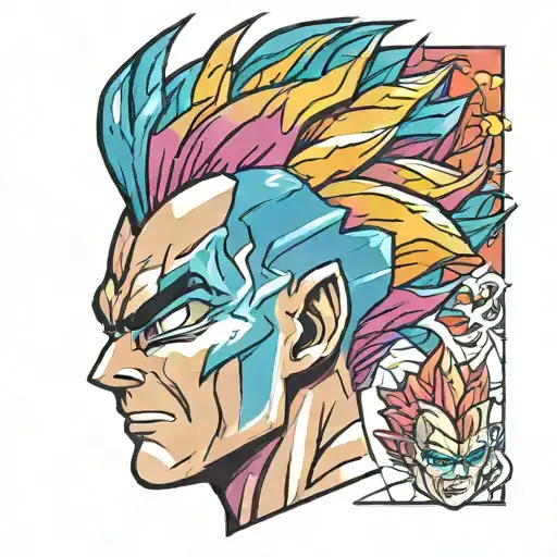 Vegeta Head With Multi Color Super Saiyan Hair