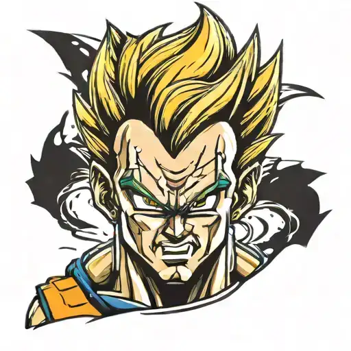 Vegeta Head With Section Color Super Saiyan Hair