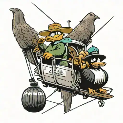 1 Duck And 1 Bear Riding A Cable Car In San Francisco