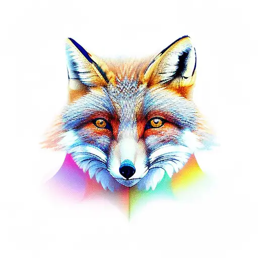 Fox And An Owl Above In Color