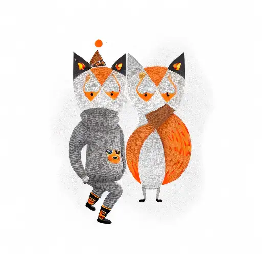 An Orange Fox And A Brown Owl