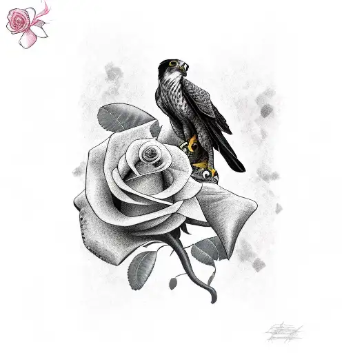 Falcon With Rose