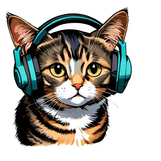Cat Wearing Headphones