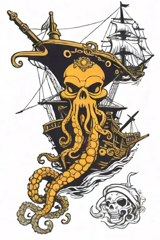 Octopus And Spanish Galleon Pirate Ship