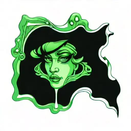 Emerald Gemstones With Female Face Reflected In Water