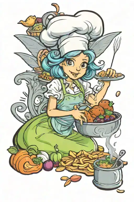 A Female Fairy Chef Preparing A Gourmet Meal