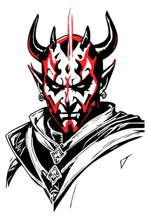Darth Maul Drawn As An Oni