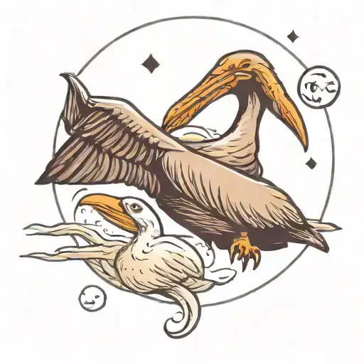 A Pelican Tattooing A Sea Lion On The Moon