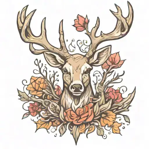 Deer Antlers That Merge Together On The Chest