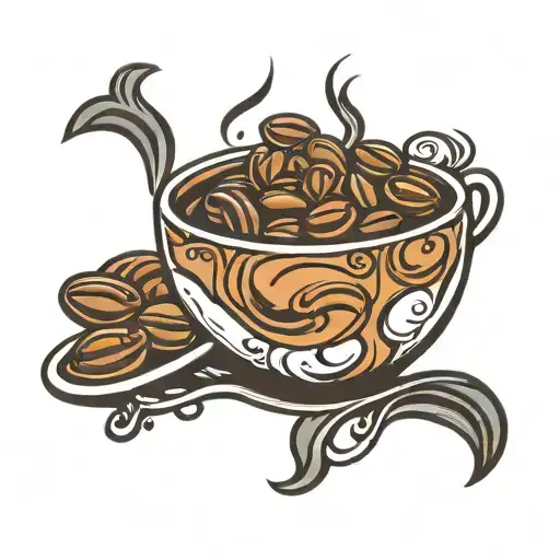 Abstract Coffee Bean Pattern With A Hidden Latte Cup Shape