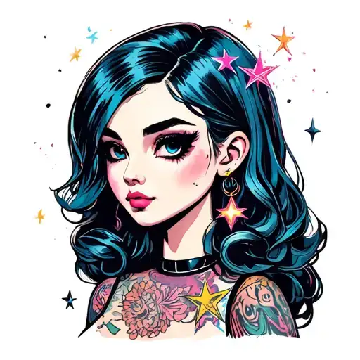 Nova Stars Dolls As A New School Tattoo Design Of There Head And Shoulders