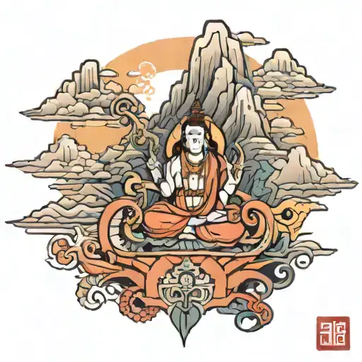 Navkar Mantra Integrated Within Kailash Mountain Scene