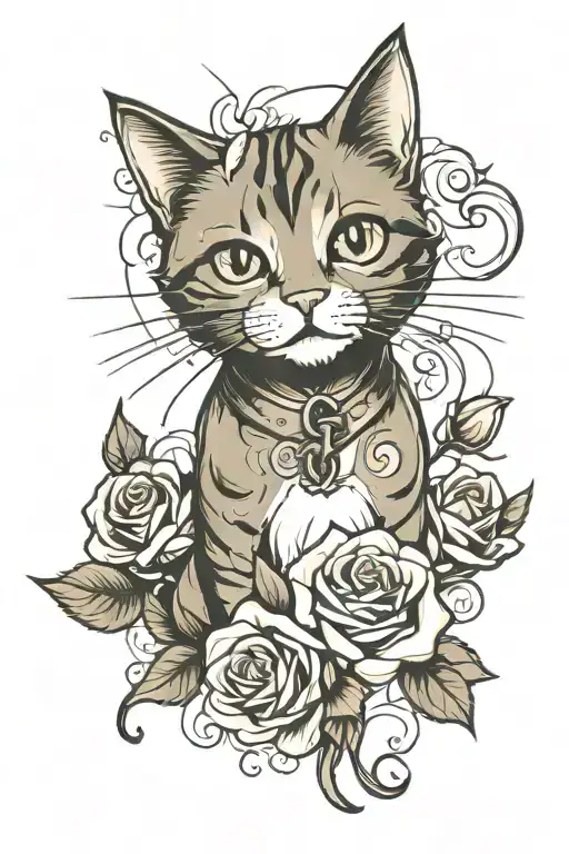 Cat With Roses