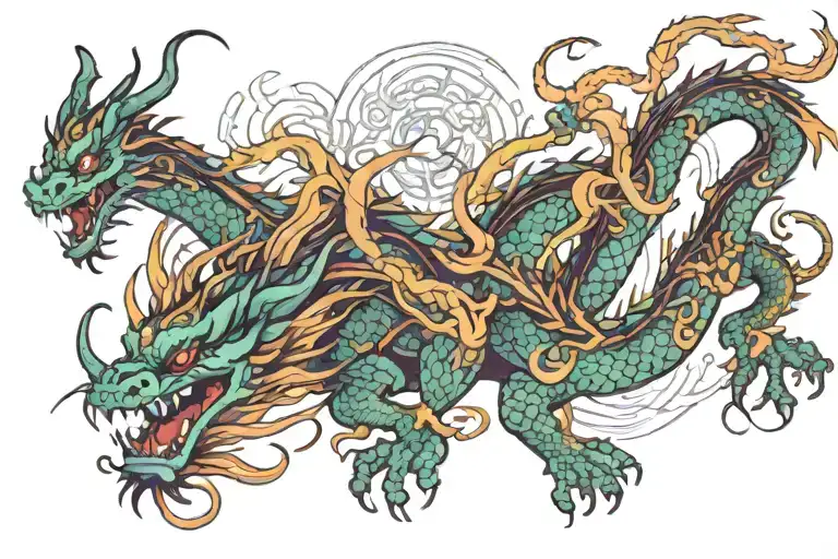 Asian Dragon Intertwined