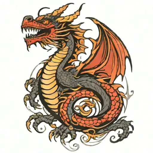 Dragon Black And Red