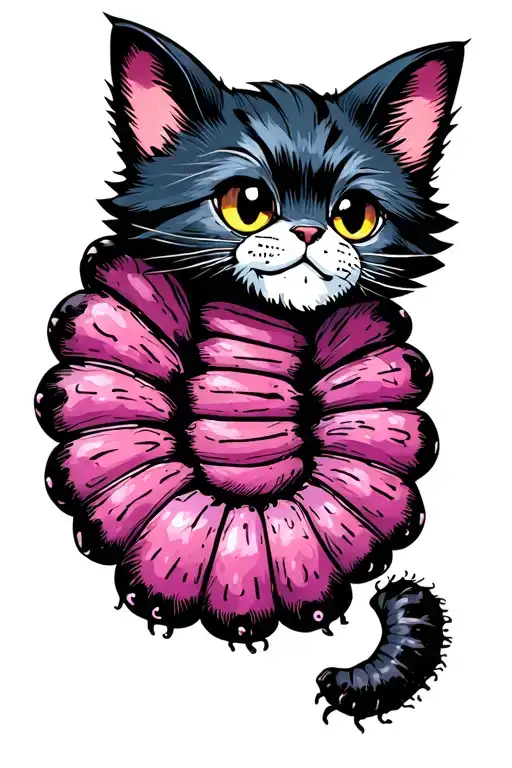 Caterpillar With Cat Head Gothic